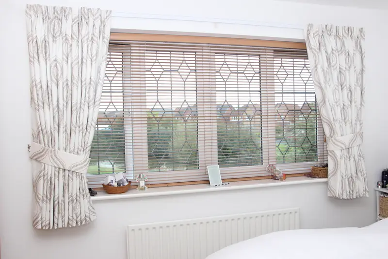 Bedroom curtains with tiebacks by Heather Horrocks Leigh