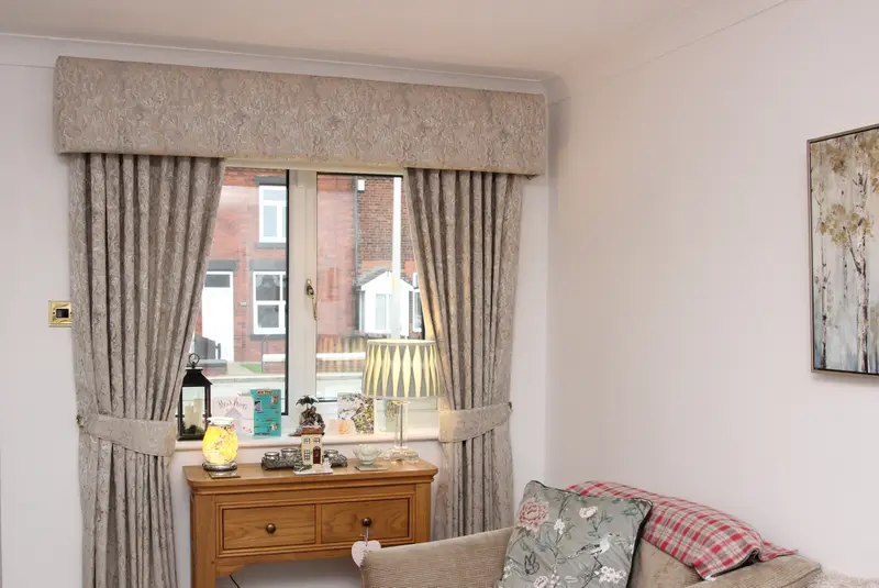 Curtains with pelmet and holdbacks by Heather Horrocks Leigh